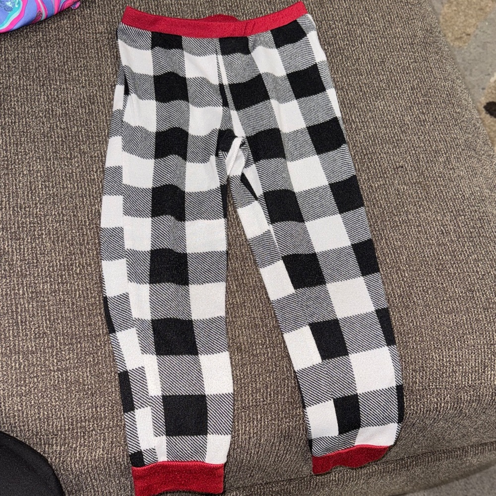 Rae Dunn Black and White Plaid Kids Pajama Bottoms